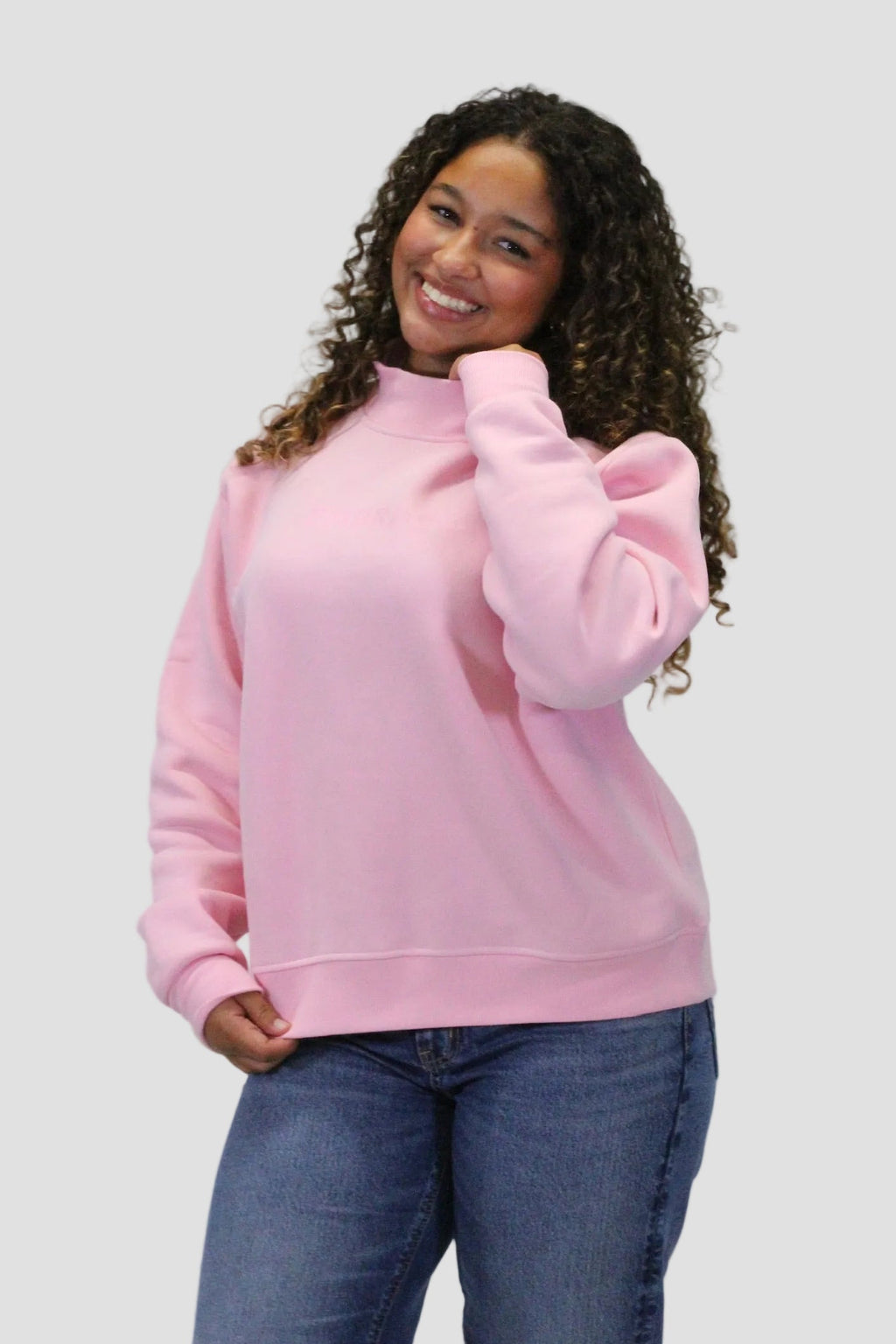 OVERSIZED MOCK-NECK SWEATSHIRT.