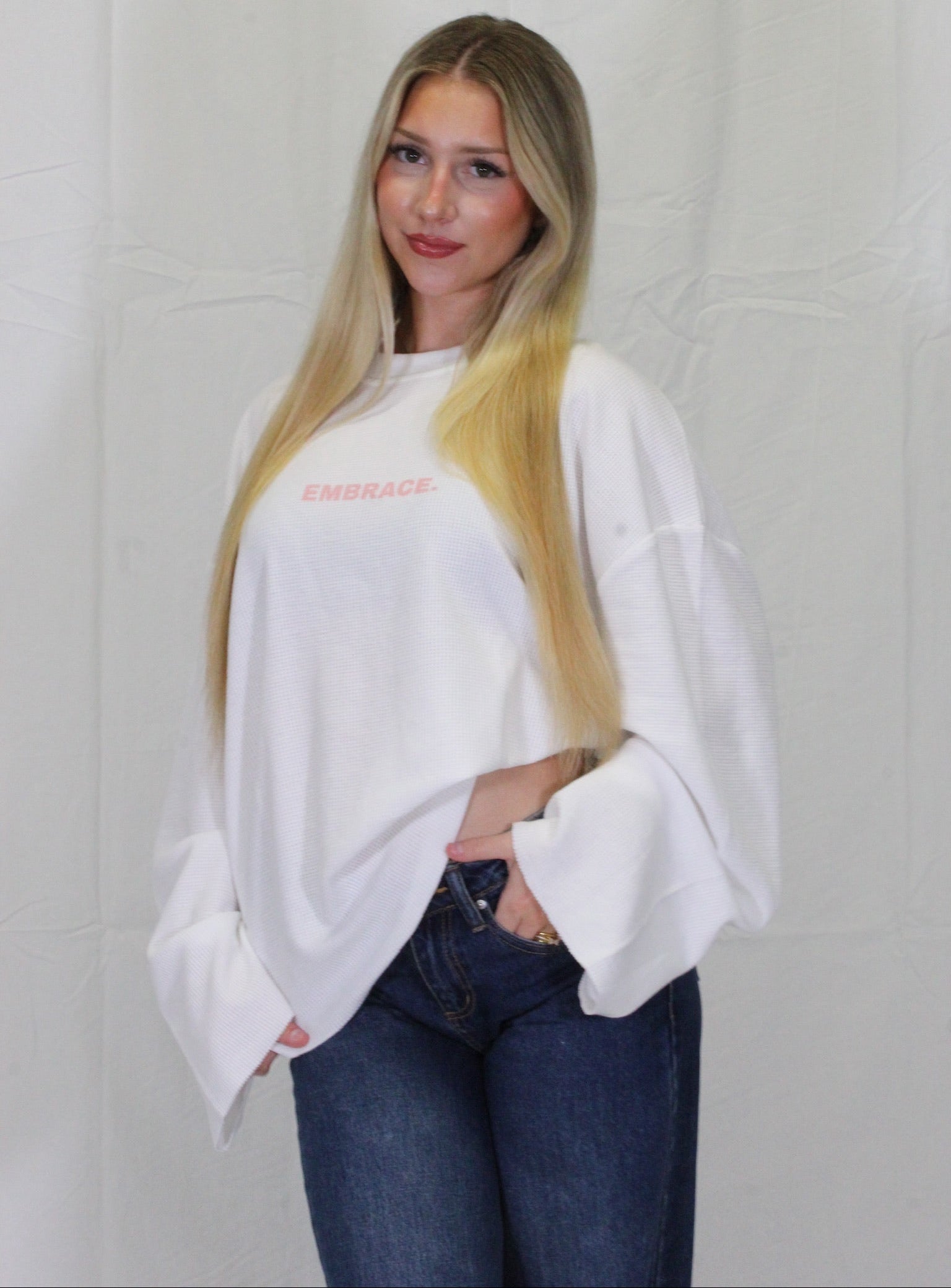 WAFFLE KNIT LONG SLEEVE.
