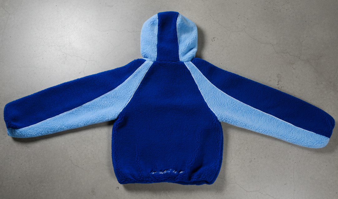 BLUE SHERPA FLEECE ZIP-UP.