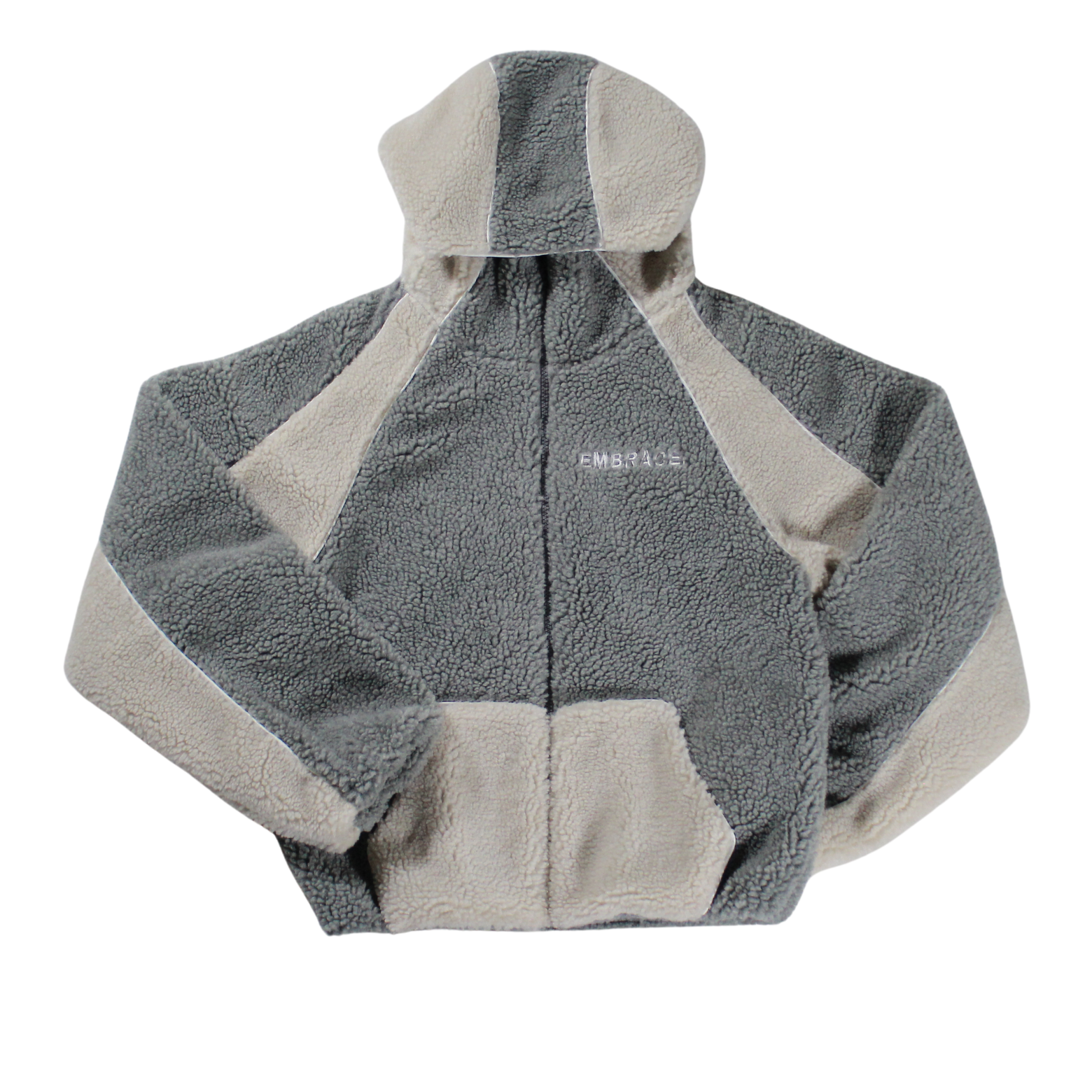 GREY SHERPA FLEECE ZIP-UP.