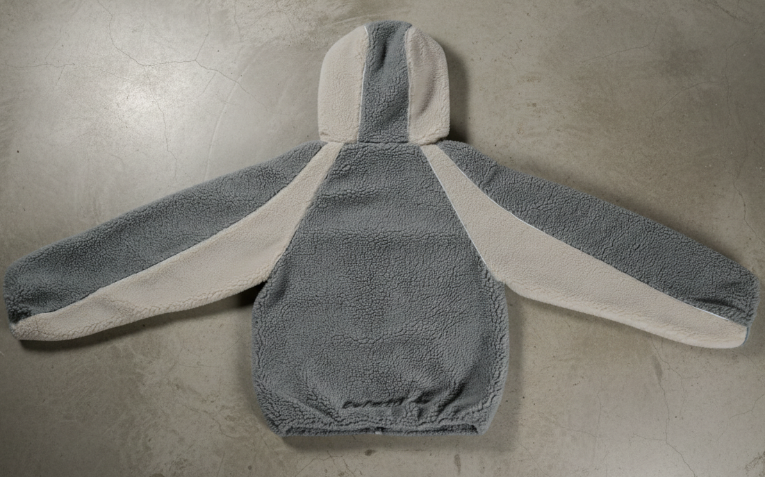 GREY SHERPA FLEECE ZIP-UP.
