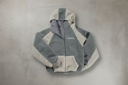 GREY SHERPA FLEECE ZIP-UP.